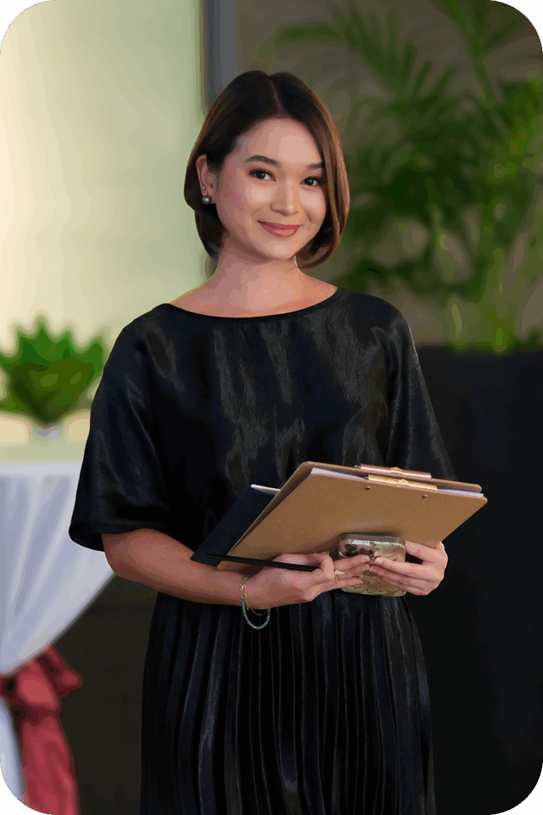 filipina VA holding clipboard